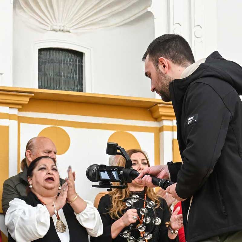 El Filmmaker de Sevilla, Jesús Cabrera, en una grabación de un videoclip